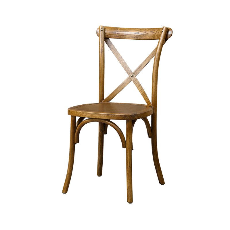 Traditionele houten restaurantstoel CROSS-BACK donker rustiek