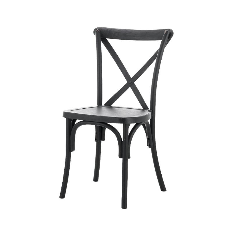 De zwart CROSS-BACK POLYWOOD trouwstoel van polypropyleen