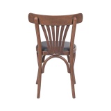 Houten Restaurantstoel LEGEND zitting van zwart kunstleer