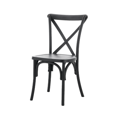 Traditionele houten restaurantstoel CROSS-BACK WOOD zwart