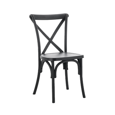 Traditionele houten restaurantstoel CROSS-BACK WOOD zwart