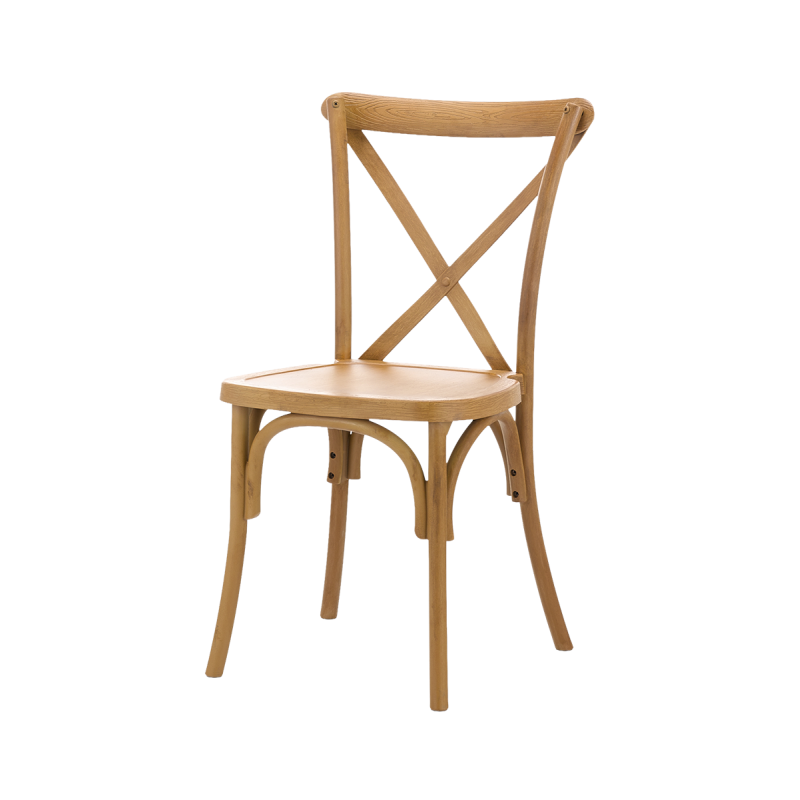 Traditionele houten restaurantstoel CROSS-BACK WOOD licht rustiek