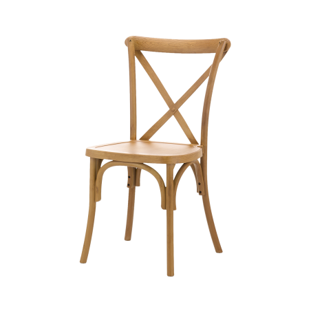 Traditionele houten restaurantstoel CROSS-BACK WOOD licht rustiek