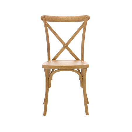 Traditionele houten restaurantstoel CROSS-BACK WOOD licht rustiek