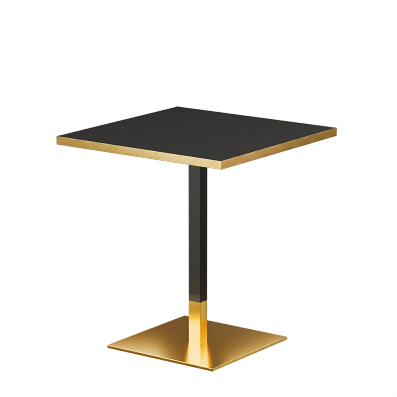 Cafétafel OMEGA 68x68 antraciet met gouden rand