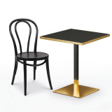 Cafétafel OMEGA 68x68 antraciet met gouden rand