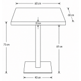Cafétafel OMEGA 68x68 antraciet met gouden rand