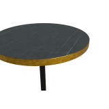 Cafétafel OMEGA R fi 68 grijze steen met gouden rand