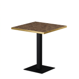 Cafétafel ALFA S 68x68 walnoot met gouden rand