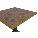 Cafétafel ALFA S 68x68 walnoot met gouden rand