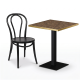 Cafétafel ALFA S 68x68 walnoot met gouden rand