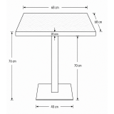Cafétafel ALFA S 68x68 walnoot met gouden rand