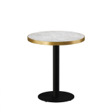Cafétafel ALFA R fi 68 marmer crema met gouden rand