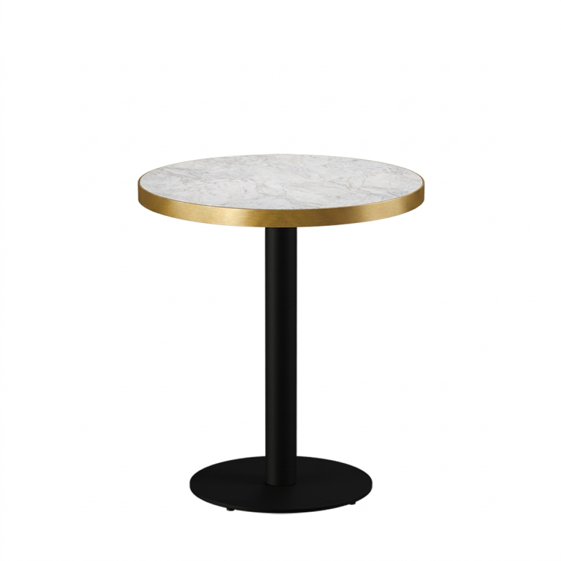 Cafétafel ALFA R fi 68 marmer crema met gouden rand