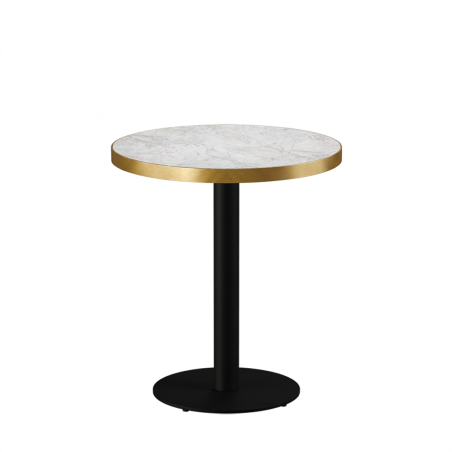 Cafétafel ALFA R fi 68 marmer crema met gouden rand