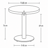 Cafétafel ALFA R fi 68 marmer crema met gouden rand