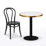 Cafétafel ALFA R fi 68 wit met gouden rand