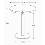Cafétafel ALFA R fi 68 wit met gouden rand