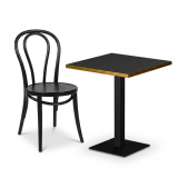 Cafétafel ALFA S 68x68 antraciet met gouden rand