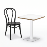 Cafétafel ALFA S 68x68 wit met rand Multiplex