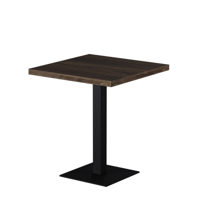 Cafétafel ALFA S 68x68 zuidelijke walnoot met rand Dark Wood