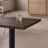 Cafétafel ALFA S 68x68 zuidelijke walnoot met rand Dark Wood