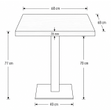 Cafétafel ALFA S 68x68 eiken sonoma tabac met rand Dark Wood