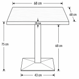 Cafétafel GIZA 68x68 eiken cortona met rand Light Wood