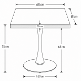 Cafétafel ARIOSO 68x68 antraciet met rand Multiplex