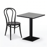 Cafétafel ALFA S 68x68 asgrijs met rand matzwart