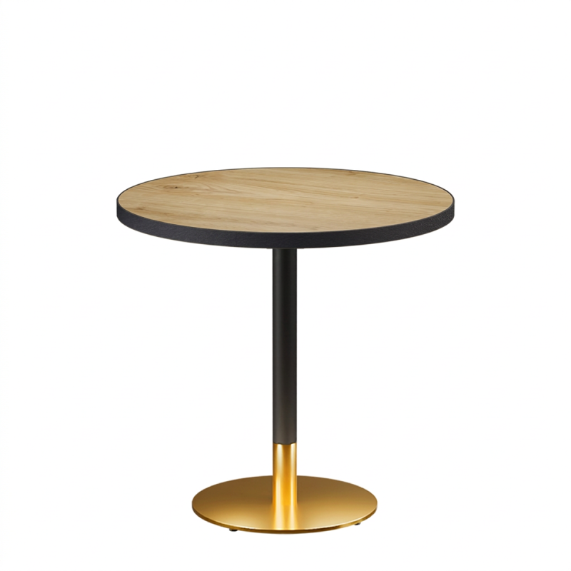 Cafétafel OMEGA R fi 68 oud eiken met rand matzwart