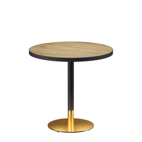 Cafétafel OMEGA R fi 68 oud eiken met rand matzwart