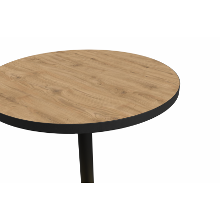 Cafétafel OMEGA R fi 68 oud eiken met rand matzwart
