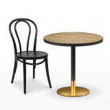 Cafétafel OMEGA R fi 68 oud eiken met rand matzwart
