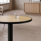 Cafétafel OMEGA R fi 68 oud eiken met rand matzwart