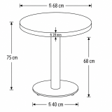 Cafétafel OMEGA R fi 68 oud eiken met rand matzwart
