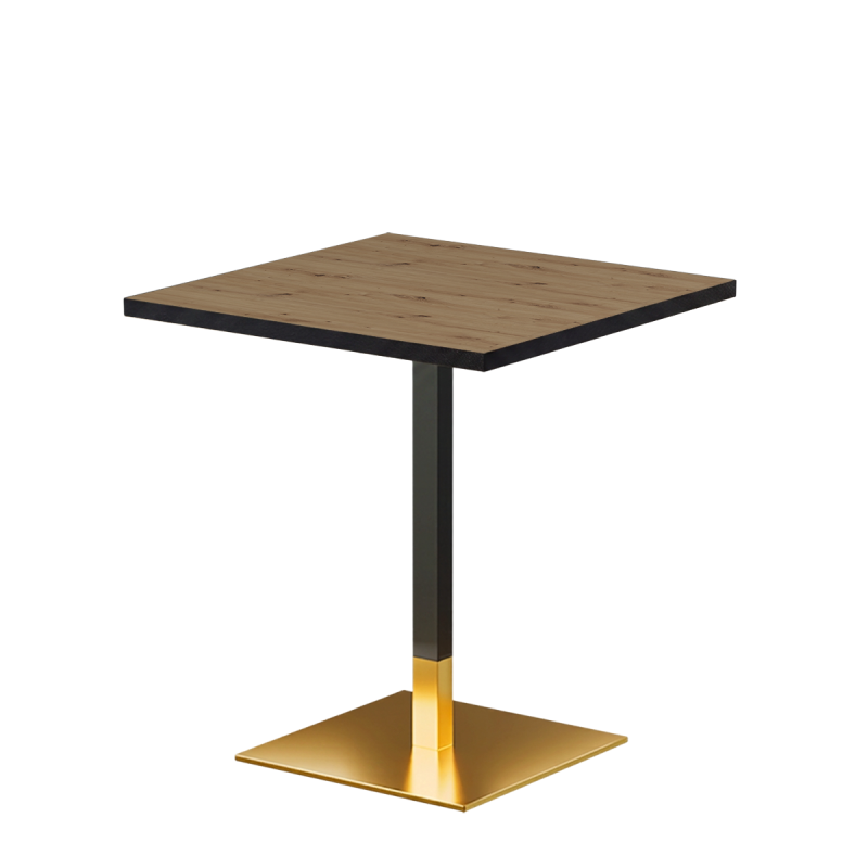 Cafétafel OMEGA 68x68 eiken artisan met rand matzwart