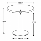 Cafétafel ALFA R fi 68 wit met rand matzwart