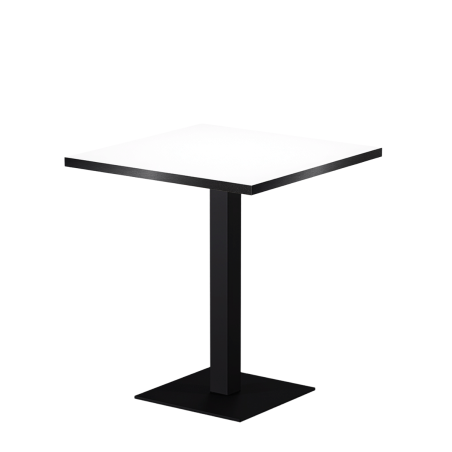 Cafétafel ALFA S 68x68 wit met rand matzwart
