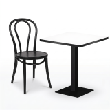 Cafétafel ALFA S 68x68 wit met rand matzwart