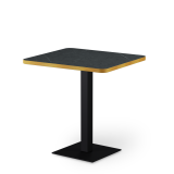 Cafétafel ALFA 68x68 droge grijze steen met afgeronde en gouden rand