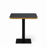 Cafétafel ALFA 68x68 droge grijze steen met afgeronde en gouden rand