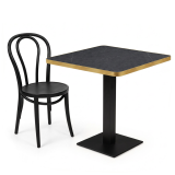 Cafétafel ALFA 68x68 droge grijze steen met afgeronde en gouden rand