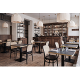 Cafétafel ALFA 68x68 droge grijze steen met afgeronde en gouden rand