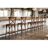 Barstoel CROSS-BACK WOOD BAR donker rustiek
