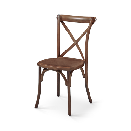 Traditionele houten restaurantstoel CROSS-BACK WOOD walnoot