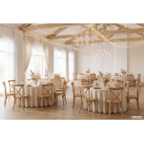 Traditionele houten restaurantstoel CROSS-BACK WOOD lichte eik
